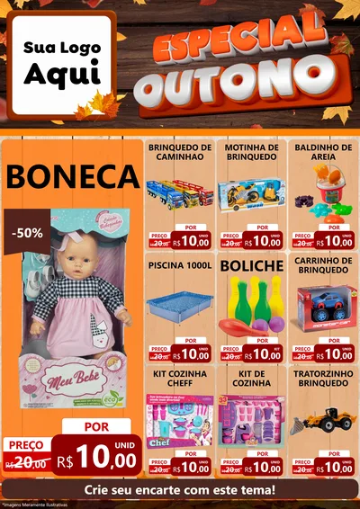 Modelo de Encarte para Encarte A4 Vertical com o tema Especial Outono para Brinquedos