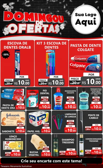 Modelo de Encarte para Encarte Grande com o tema Domingou de Ofertas para Higiene Pessoal