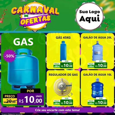 Modelo de Rede Social para Feed Facebook com o tema Carnaval de Ofertas para Água e gás