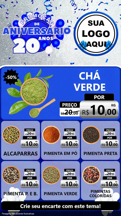 Modelo de Rede Social para Stories com o tema Promoção de Aniversário - 20 Anos para Produtos Naturais