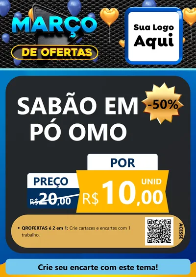 Modelo de Cartaz para Cartaz A4 Vertical com o tema Março de Ofertas para Produtos de Limpeza