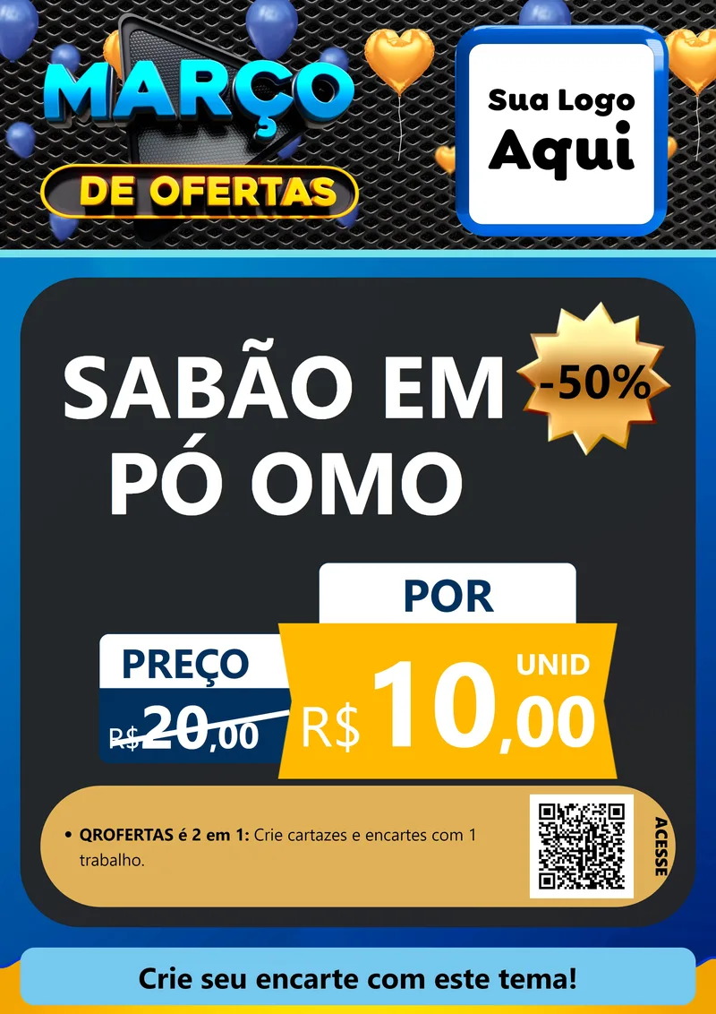 Modelo de Cartaz para Cartaz A4 Vertical com o tema Março de Ofertas para Produtos de Limpeza