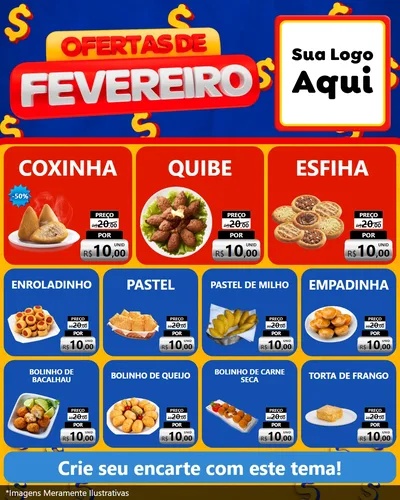 Modelo de Rede Social para Feed Instagram com o tema Ofertas de Fevereiro para Salgadaria