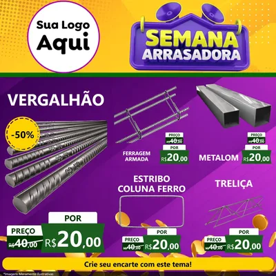 Modelo de Rede Social para Feed Facebook com o tema Semana Arrasadora para Ferragens