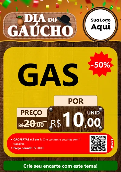 Modelo de Cartaz para Cartaz A4 Vertical com o tema Dia do Gaúcho para Água e gás