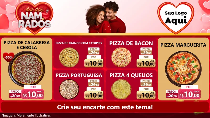 Modelo de TV para TV Horizontal com o tema Dia dos Namorados para Pizzaria