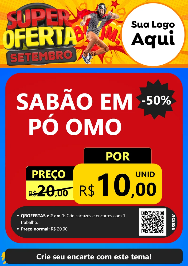 Modelo de Cartaz para Cartaz A4 Vertical com o tema Super Oferta Setembro para Produtos de Limpeza