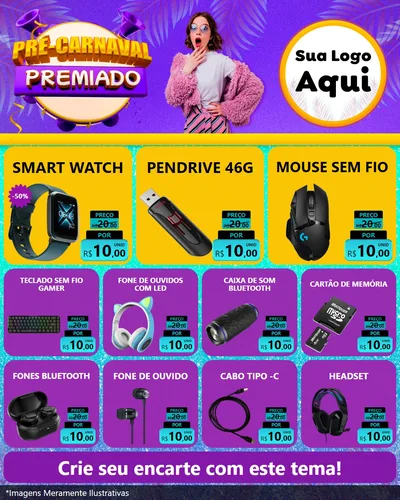 Modelo de Rede Social para Feed Instagram com o tema Pré-Carnaval Premiado para Informática