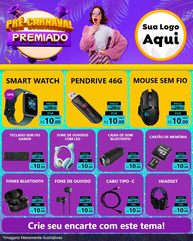 Modelo de Rede Social para Feed Instagram com o tema Pré-Carnaval Premiado para Informática