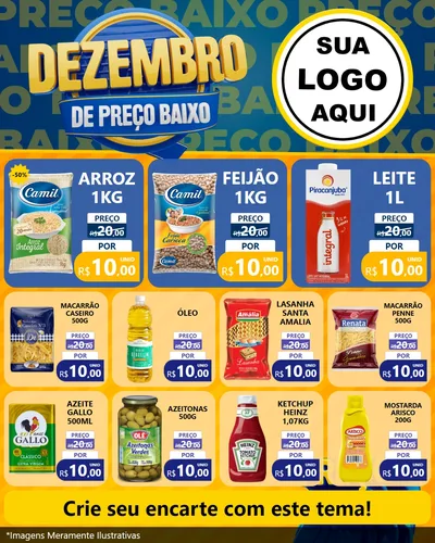 Modelo de Rede Social para Feed Instagram com o tema Dezembro de Preço Baixo para Supermercado