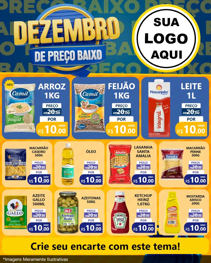 Modelo de Rede Social para Feed Instagram com o tema Dezembro de Preço Baixo para Supermercado
