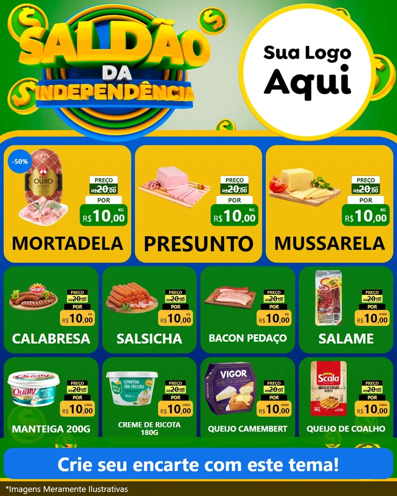 Modelo de Rede Social para Feed Instagram com o tema Saldão da Indepêndencia para Frios e Laticínios