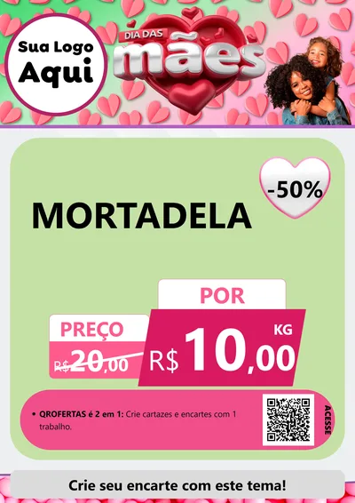 Modelo de Cartaz para Cartaz A4 Vertical com o tema Dia das Mães para Frios e Laticínios