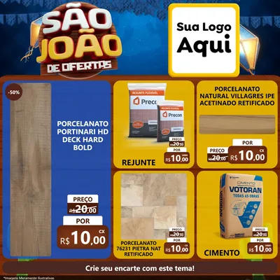 Modelo de Rede Social para Feed Facebook com o tema São João Ofertas Imbatíveis! - Junina para Pisos e revestimentos