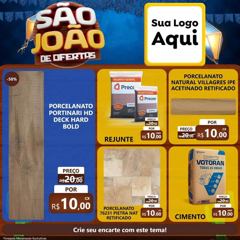 Modelo de Rede Social para Feed Facebook com o tema São João Ofertas Imbatíveis! - Junina para Pisos e revestimentos