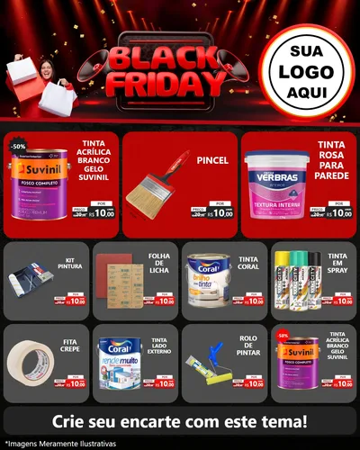 Modelo de Rede Social para Feed Instagram com o tema Black Friday para Tintas e Ferramentas