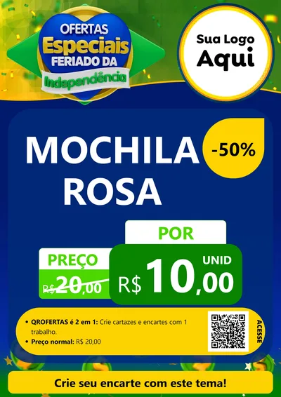 Modelo de Cartaz para Cartaz A4 Vertical com o tema Ofertas Especiais Feriado da Independência para Papelaria