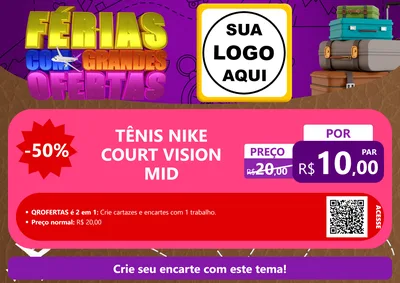 Modelo de Cartaz para Cartaz A4 Horizontal com o tema Férias com Grandes Ofertas para Calçados