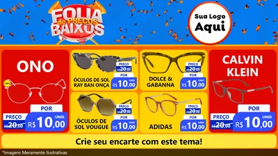 Modelo de TV para TV Horizontal com o tema Folia de Preços Baixos para Óticas