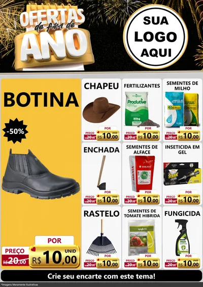Modelo de Encarte para Encarte A4 Vertical com o tema Ofertas de Fim de Ano para Agropecuária