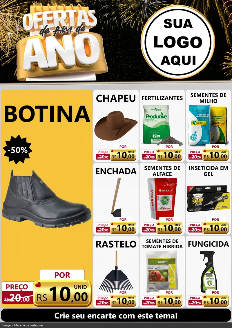 Modelo de Encarte para Encarte A4 Vertical com o tema Ofertas de Fim de Ano para Agropecuária