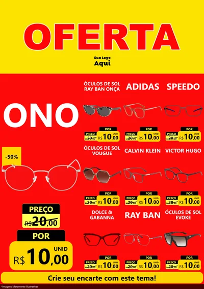 Modelo de Encarte para Encarte A4 Vertical com o tema OFERTA - Vermelho Cartaz para Óticas