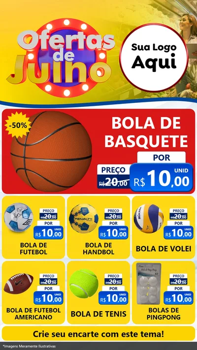 Modelo de Rede Social para Stories com o tema Ofertas de Julho para Artigos Esportivos