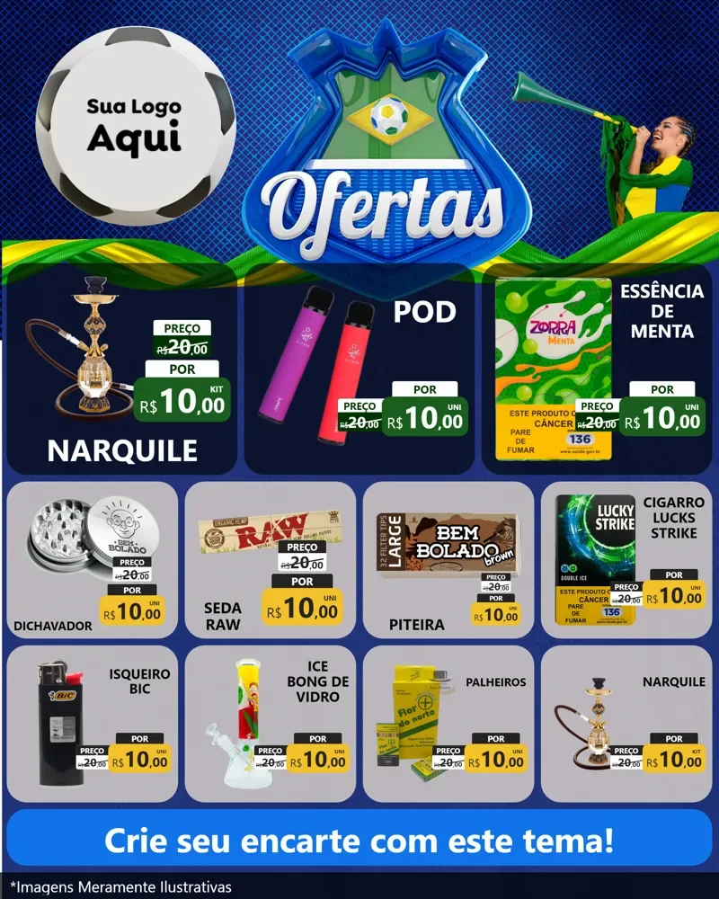 Modelo de Rede Social para Feed Instagram com o tema Ofertas (Futebol) para Tabacaria