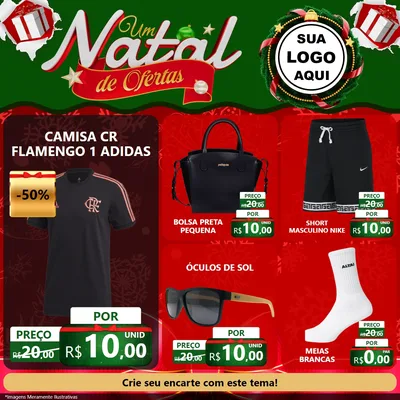 Modelo de Rede Social para Feed Facebook com o tema Um Natal de Ofertas para Roupas e acessórios