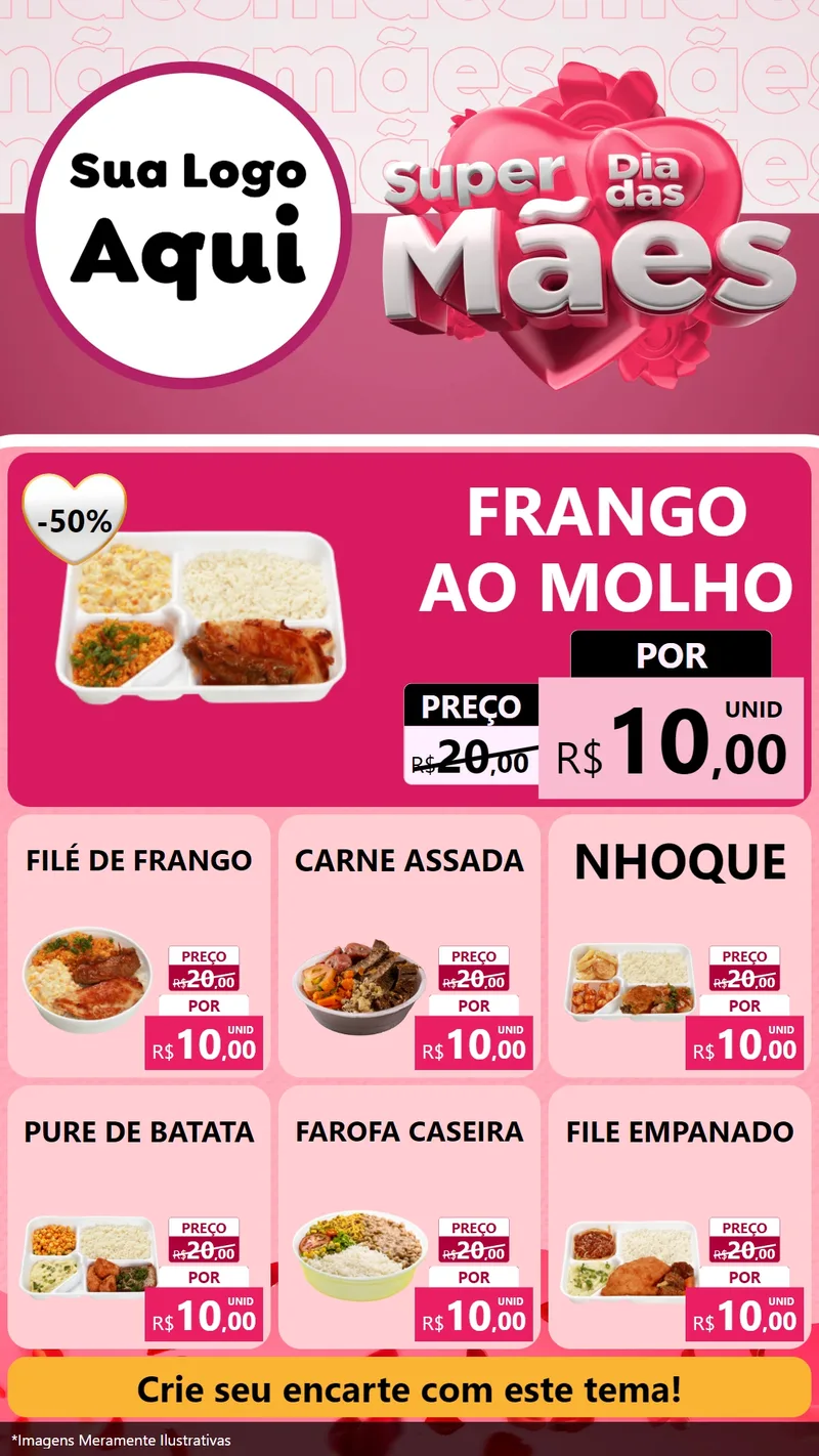 Modelo de Rede Social para Stories com o tema Super Dia Das Mães para Restaurante