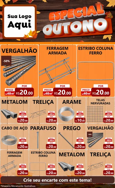 Modelo de Encarte para Encarte Grande com o tema Especial Outono para Ferragens