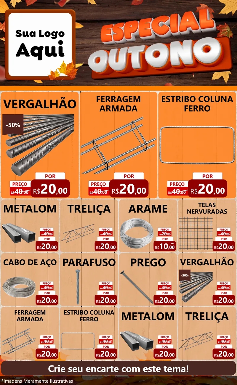 Modelo de Encarte para Encarte Grande com o tema Especial Outono para Ferragens