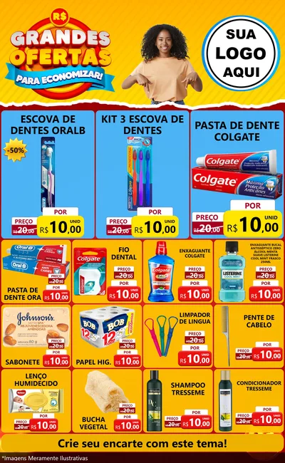 Modelo de Encarte para Encarte Grande com o tema Grandes Ofertas Para Economizar! para Higiene Pessoal