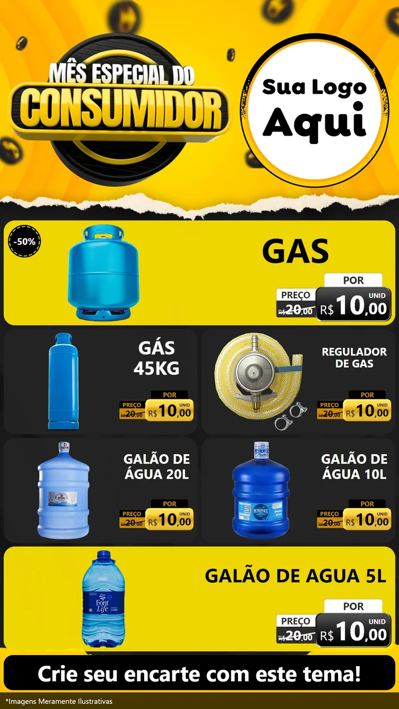 Modelo de TV para TV Vertical com o tema Mês Especial do Consumidor para Água e gás