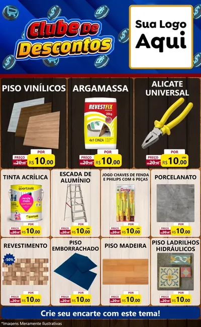 Modelo de Encarte para Encarte Grande com o tema Clube de Descontos para Material para Construção