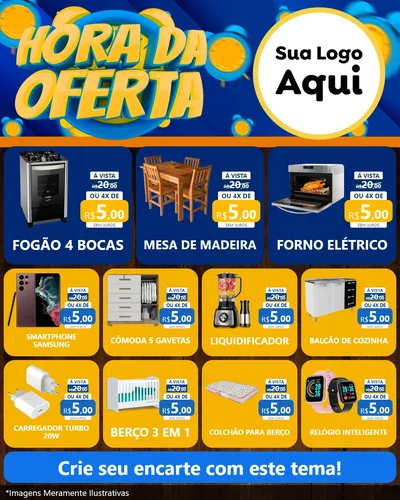 Modelo de Rede Social para Feed Instagram com o tema Hora da Oferta para Móveis e Eletro