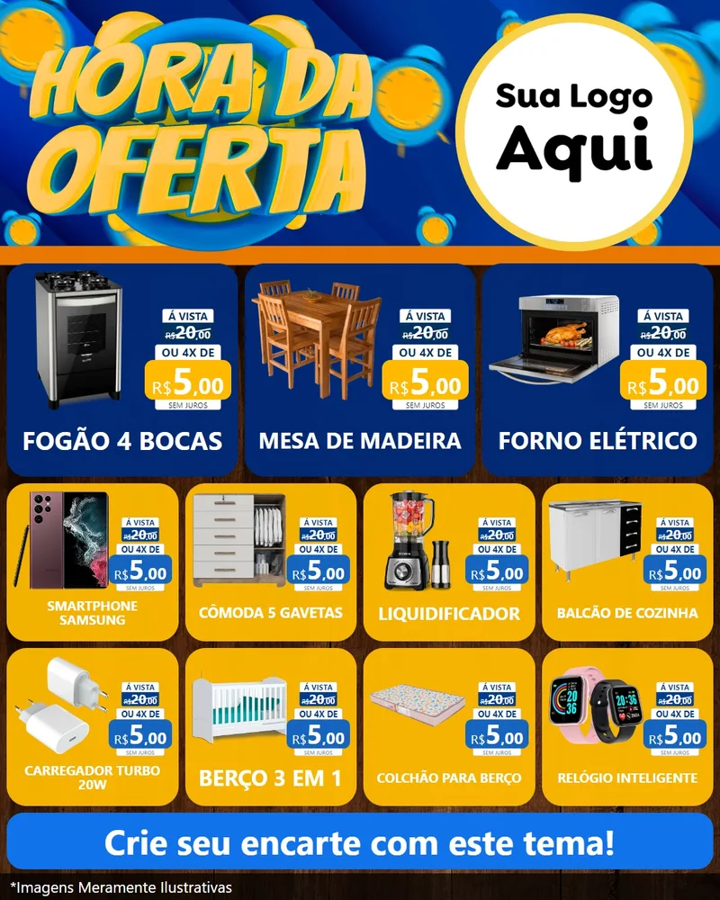 Modelo de Rede Social para Feed Instagram com o tema Hora da Oferta para Móveis e Eletro