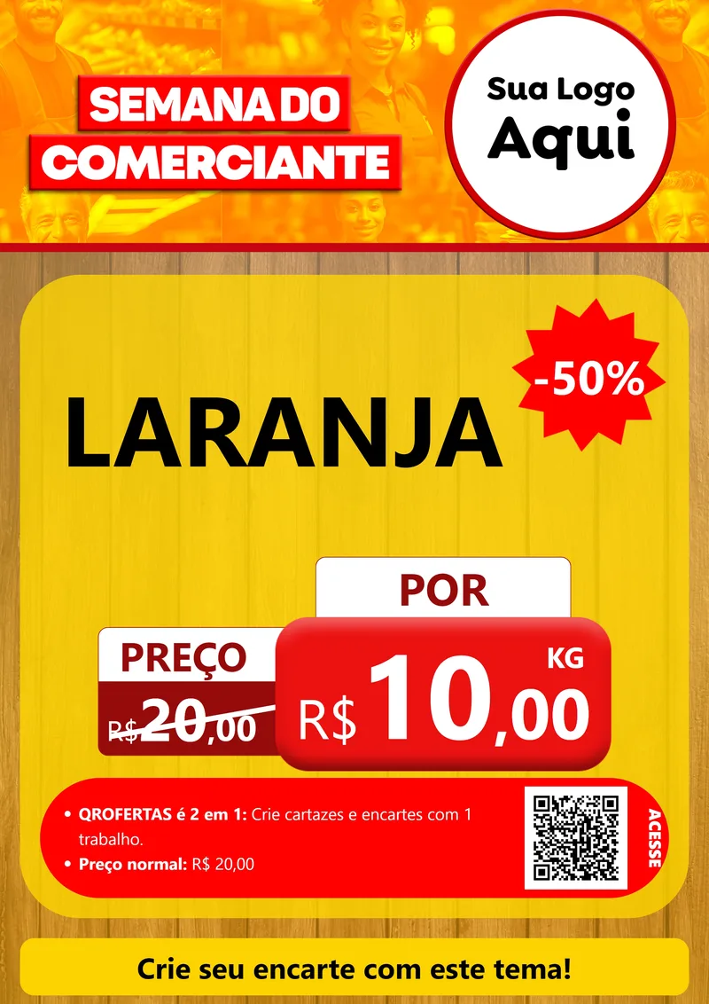 Modelo de Cartaz para Cartaz A4 Vertical com o tema Semana do Comerciante para Hortifrúti