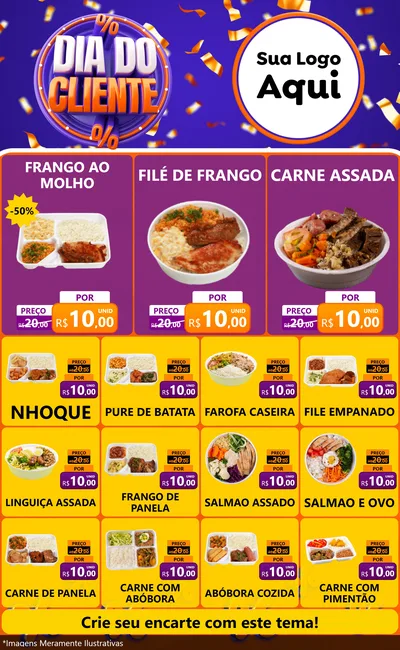 Modelo de Encarte para Encarte Grande com o tema Dia do Cliente para Restaurante