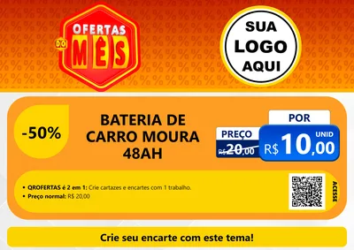 Modelo de Cartaz para Cartaz A4 Horizontal com o tema Ofertas do Mês para Baterias Elétricas