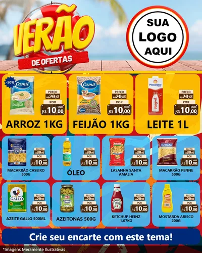 Modelo de Rede Social para Feed Instagram com o tema Verão de Ofertas para Supermercado