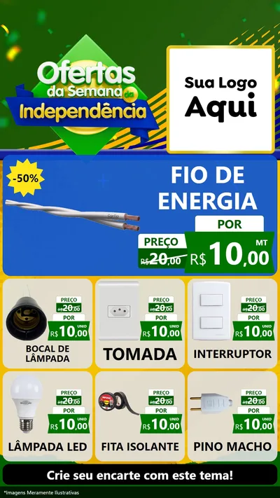 Modelo de Rede Social para Stories com o tema Ofertas da Semana da Independência para Materiais Elétricos