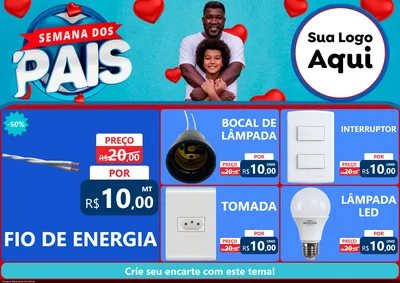 Modelo de Encarte para Encarte A4 Horizontal com o tema Semana Dos Pais para Materiais Elétricos