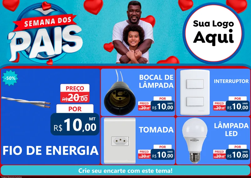 Modelo de Encarte para Encarte A4 Horizontal com o tema Semana Dos Pais para Materiais Elétricos