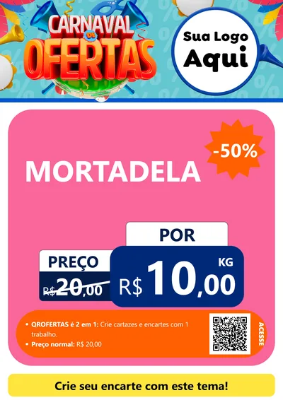 Modelo de Cartaz para Cartaz A4 Vertical com o tema Carnaval de Ofertas para Frios e Laticínios