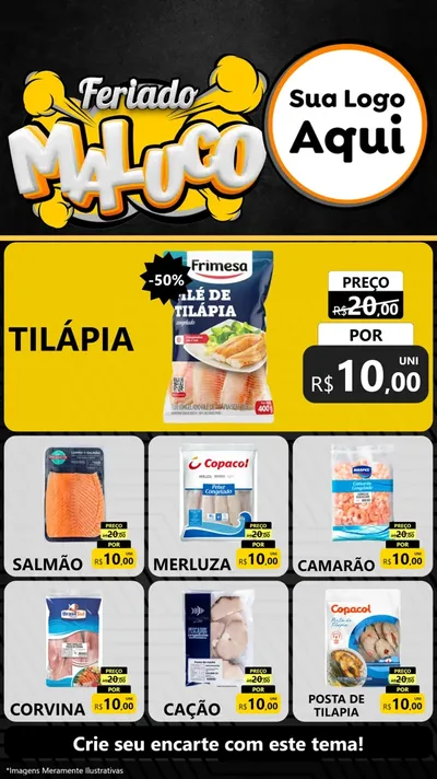 Modelo de Rede Social para Stories com o tema Feriado Maluco para Peixaria