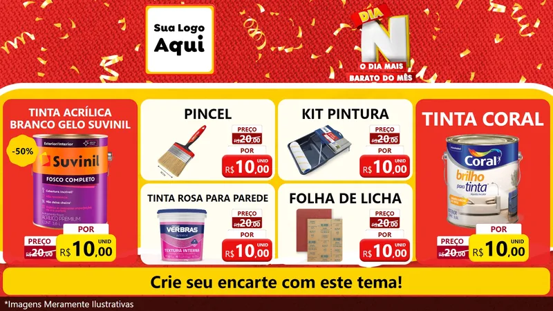 Modelo de TV para TV Horizontal com o tema Dia N o Dia Mais Barato do Mês para Tintas e Ferramentas