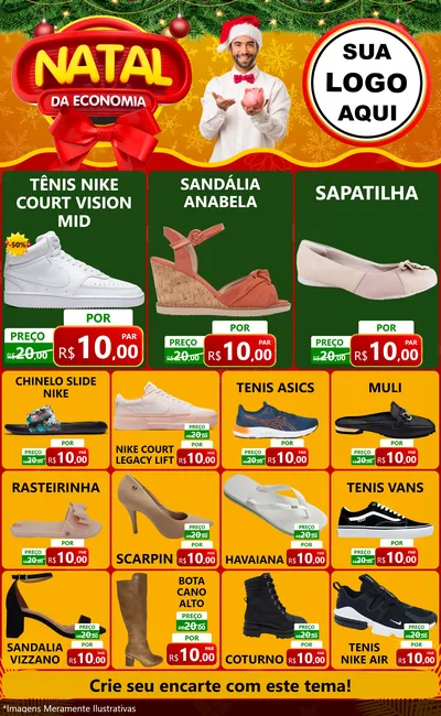 Modelo de Encarte para Encarte Grande com o tema Natal da Economia para Calçados