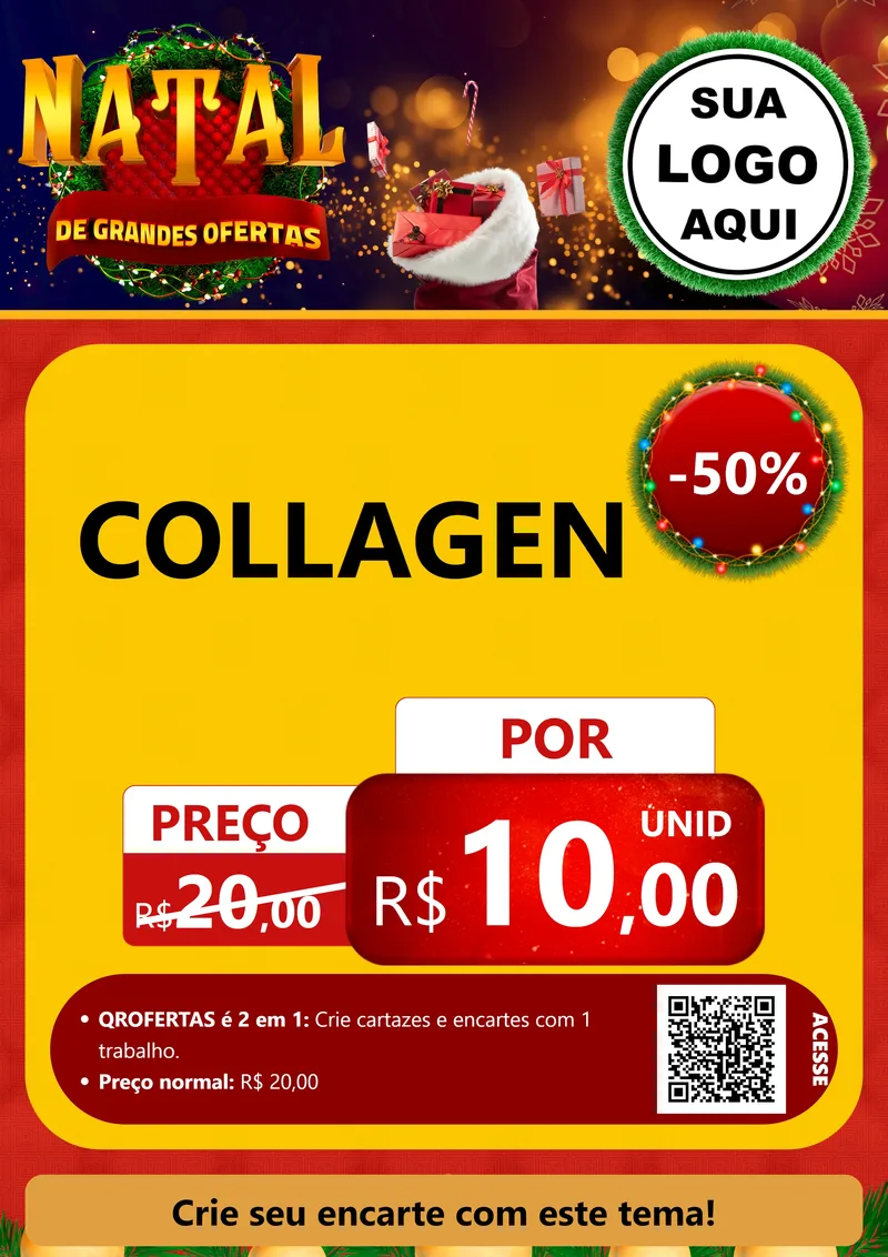 Modelo de Cartaz para Cartaz A4 Vertical com o tema Natal de Grandes Ofertas para Suplementos alimentares