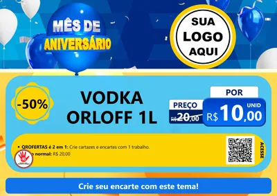 Modelo de Cartaz para Cartaz A4 Horizontal com o tema Mês de Aniversário para Distribuidora de bebidas